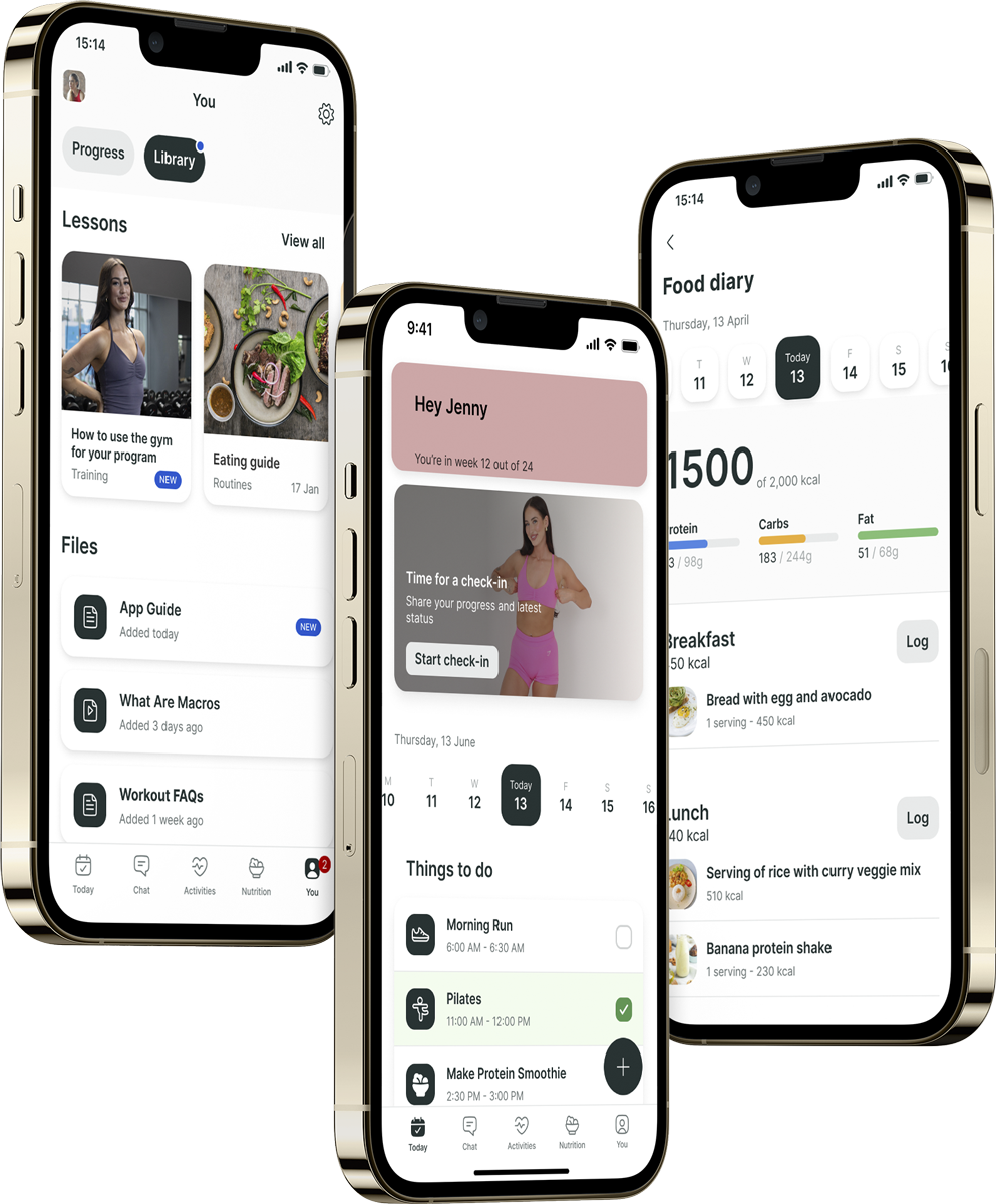 A mockup of the coaching app showcasing the features.